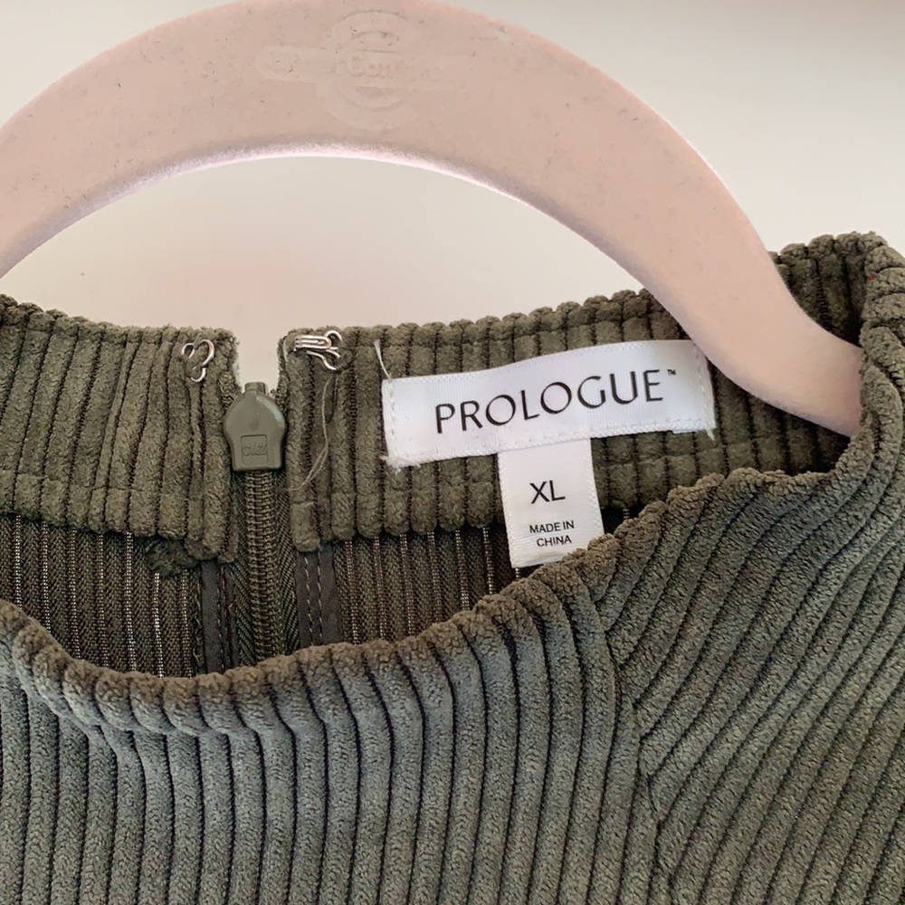 Corduroy green midi dress